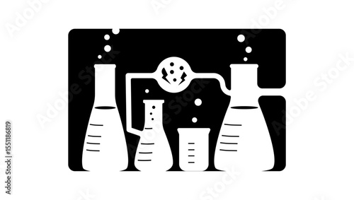 Chemistry Lab Equipment, black  isolated silhouette