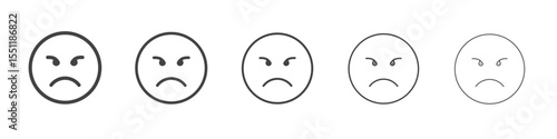 Angry emoji icon outline ilustration vector symbol