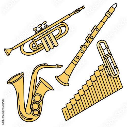 Harmonic convergence: Illustration of diverse musical instruments composition