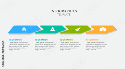 Business infographics template. timeline with 4 steps, options. can be used for workflow diagram, info chart, web design. vector illustration.