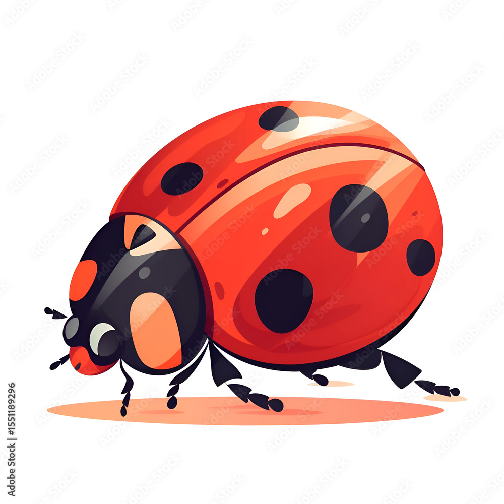 Obraz premium Vibrant Ladybug Close.up. A Detailed Illustration of a Red Ladybug with Black Spots