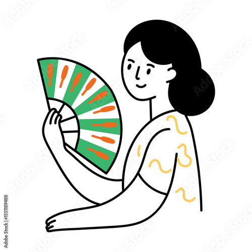 A sketchy style illustration of paper fan