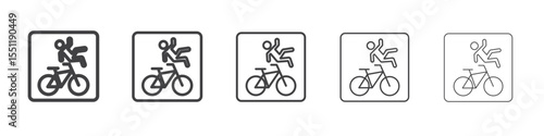 becycle accident icon outline ilustration vector symbol
