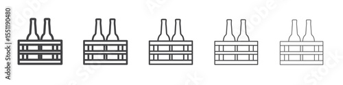 beer bottles in basket icon outline ilustration vector symbol