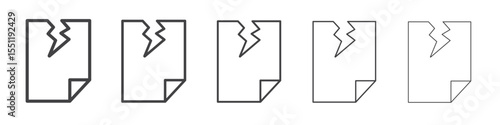 Broken file icon outline ilustration vector symbol