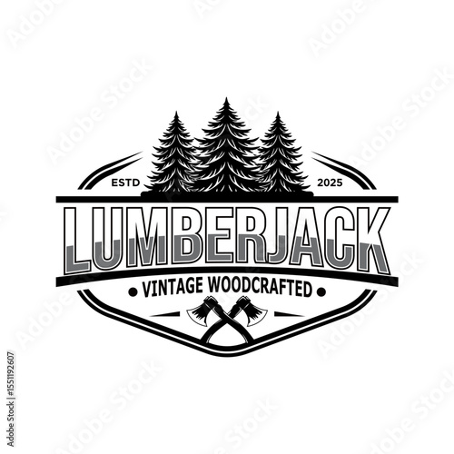 Rustic Wood Axes Logo. Vintage Axe Logo Design Vector Template. Minimalist style Lumberjack Logo Vector Illustration.