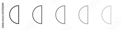 Circle half icon outline ilustration vector symbol