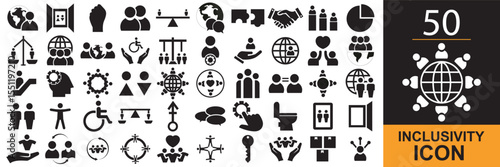 Inclusivity icon .  Vector for diversity, equity, accessibility, global community, multiple different gender ,  inclusion etc. Vector illustration. isolated on white and black background. EPS 10