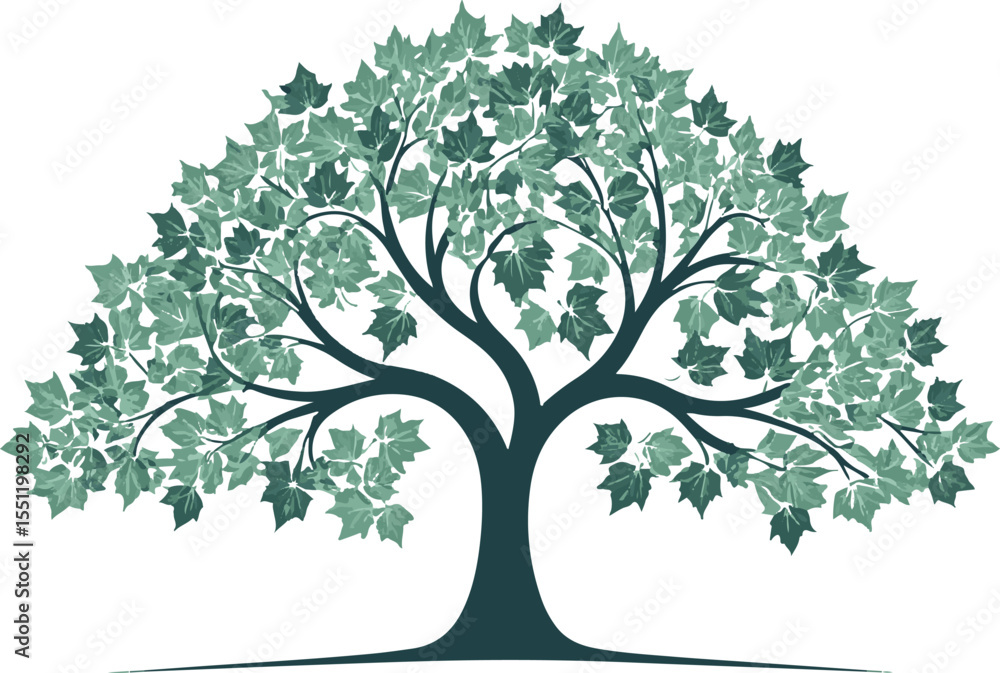 Obraz premium green tree vector illustration