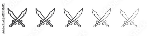Crossed swords heraldic icon outline ilustration vector symbol