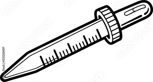 Detailed Black and White Dropper with Graduated Markings for Precise Measurements.