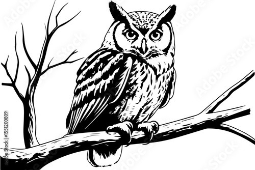 Wallpaper Mural owl on a branch Torontodigital.ca