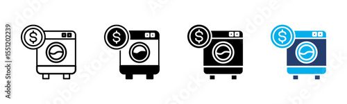 Money Laundering icon sheet multiple style collection
