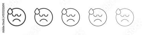 Disapointed emoji icon outline ilustration vector symbol