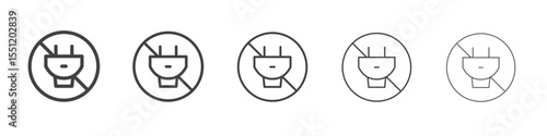do not plug connect icon outline ilustration vector symbol