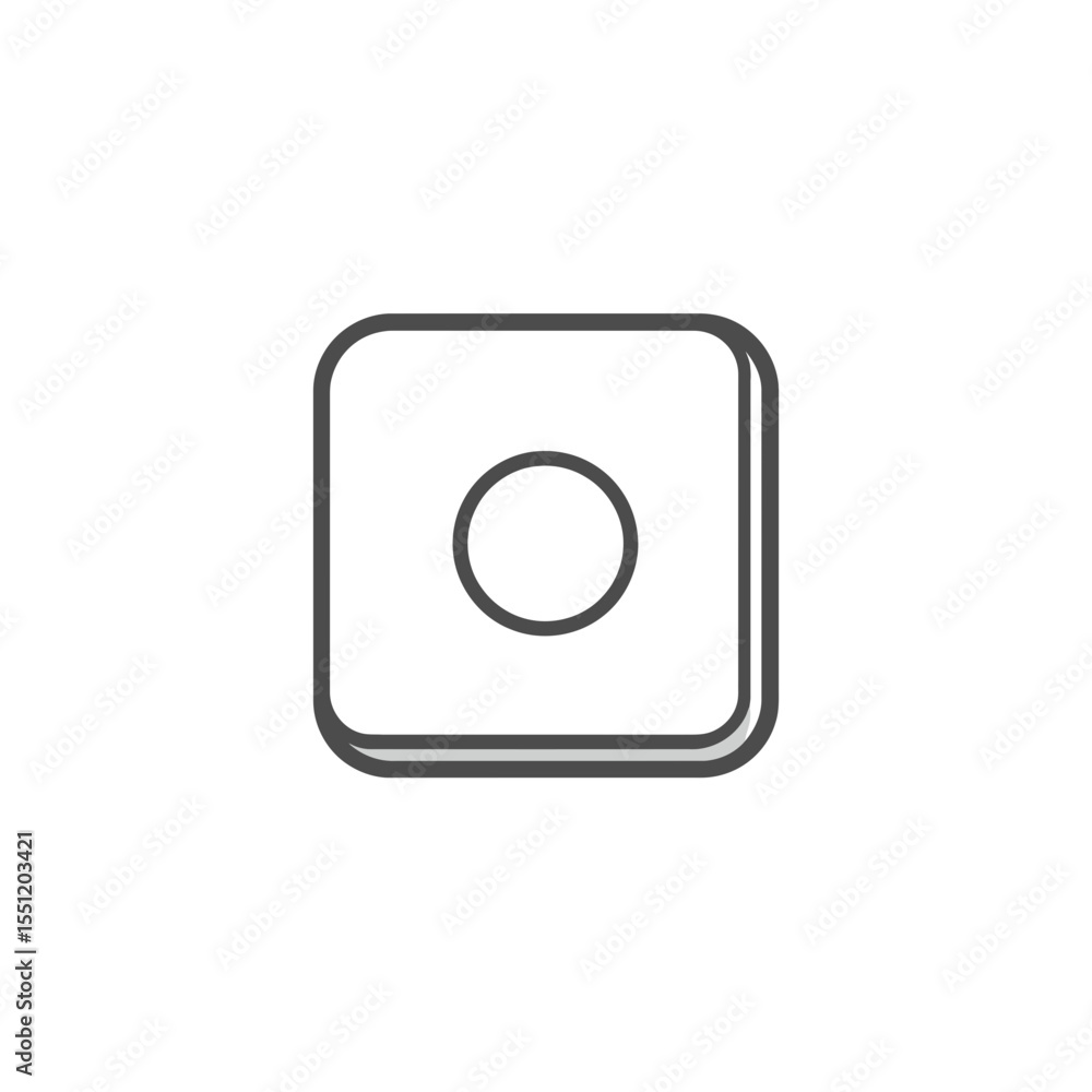 Square button shows circle graphic element on white backdrop digital design item Square button shows circle graphic element on white backdrop digital design item