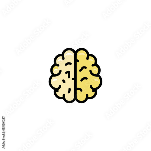 Anatomical brain represents duality on plain background graphic design