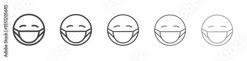 Face mask emoji icon outline ilustration vector symbol