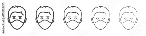 Face mask icon outline ilustration vector symbol