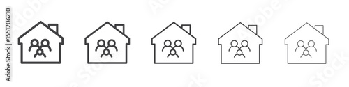 Family safe at home icon outline ilustration vector symbol