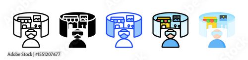 Virtual Exhibition Icon Collection With Multiple Styles