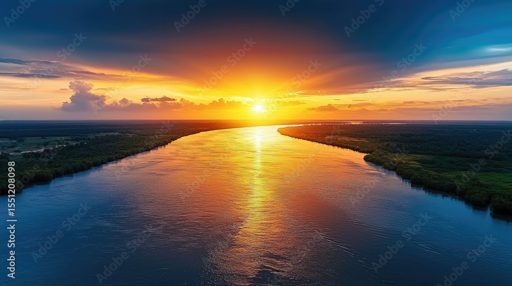 Fototapeta premium Majestic Sunset over the River