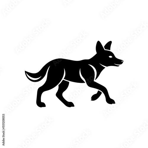 running african wild dog pup silhouette vector 