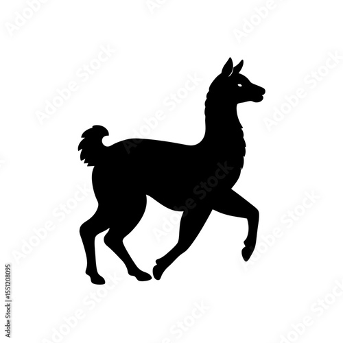 running alpaca silhouette vector illustration 