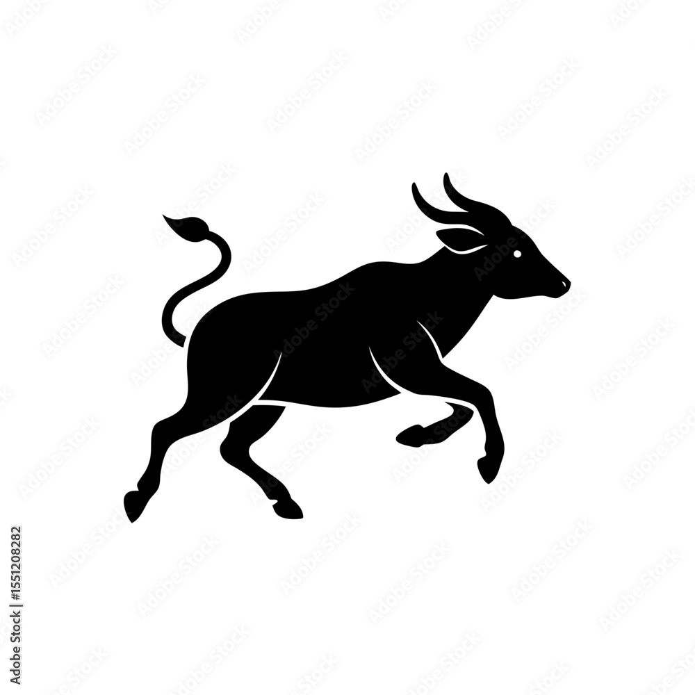 Obraz premium running banteng silhouette vector illustration 