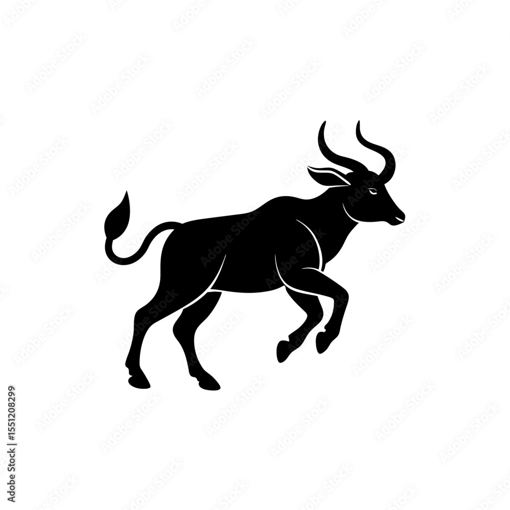 Fototapeta premium running banteng silhouette vector illustration 