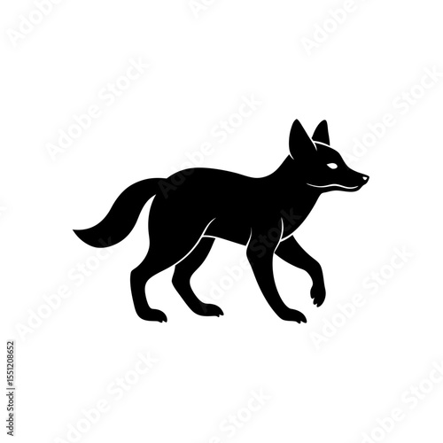 running dhole pup silhouette vector illustration