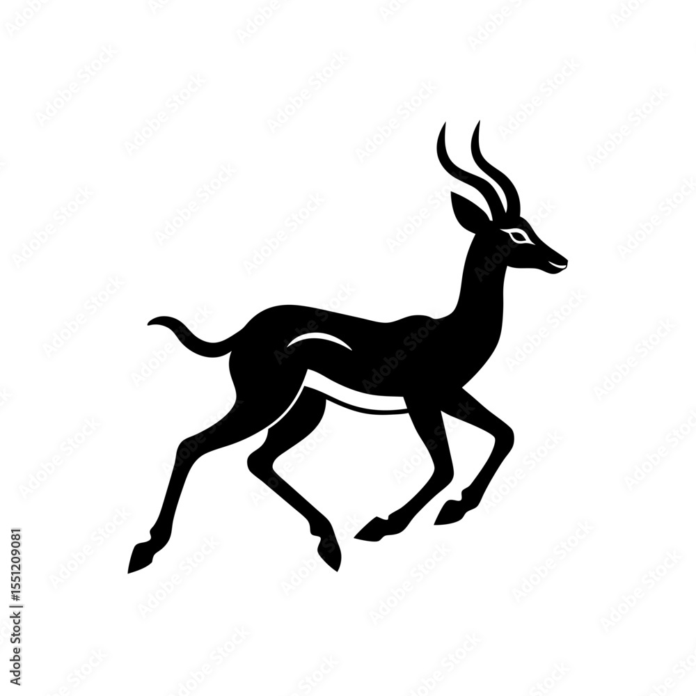 Fototapeta premium running gerenuk silhouette vector illustration 
