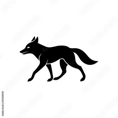 running golden jackal silhouette vector 