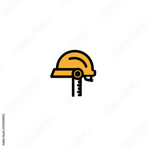 Yellow helmet protects head from injury in workplace safety environment detail