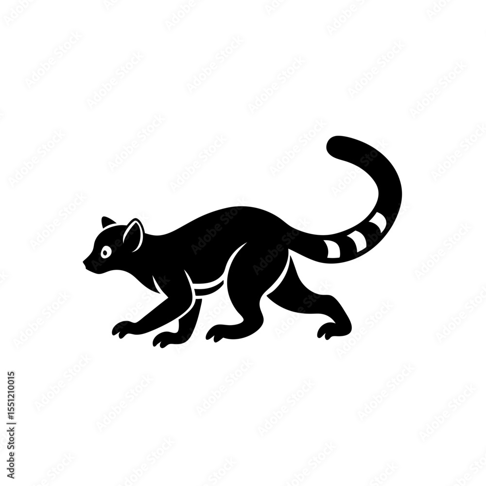 Obraz premium running lemur silhouette vector illustration 