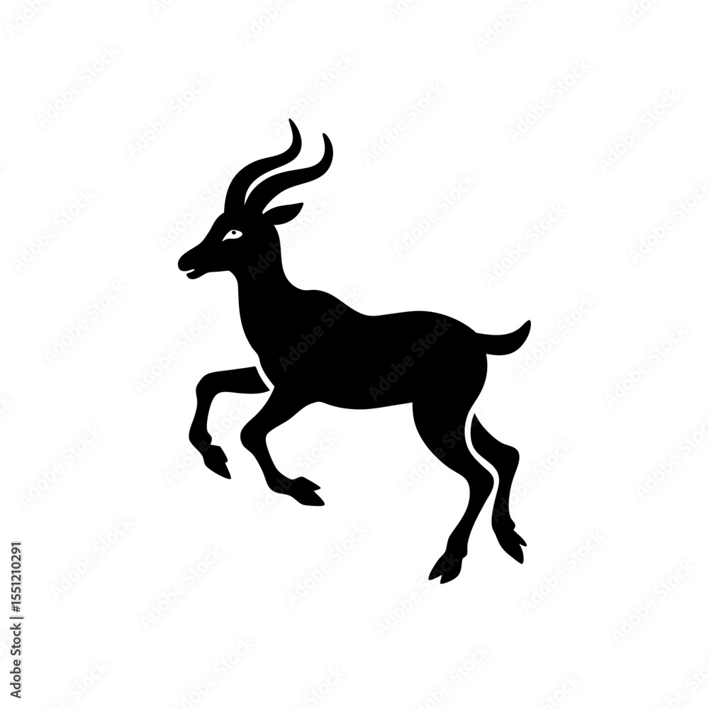 Obraz premium running markhor silhouette vector illustration 