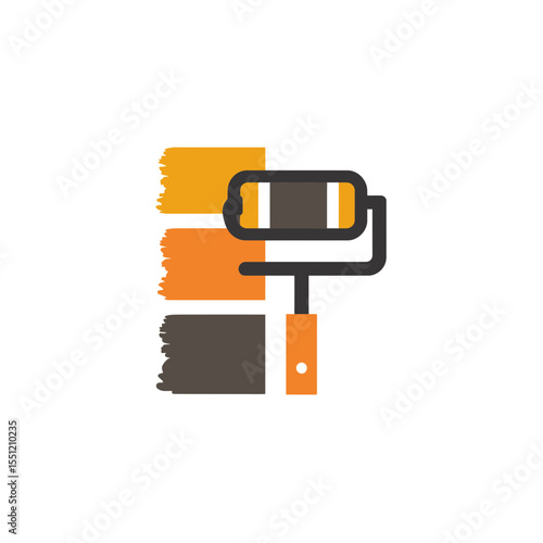 Paint roller applies colors swatch in interior space decoration job improvement