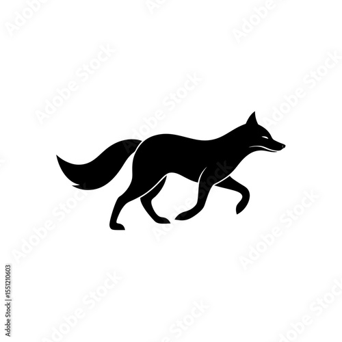 running pampas fox silhouette vector illustration 