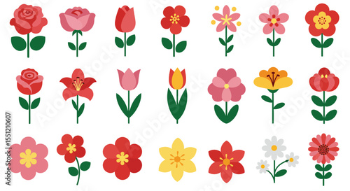 Wallpaper Mural Stylized Cartoon Flower Collection – Vibrant and Playful Floral Illustrations for Kids, Decor, and Graphic Projects Torontodigital.ca