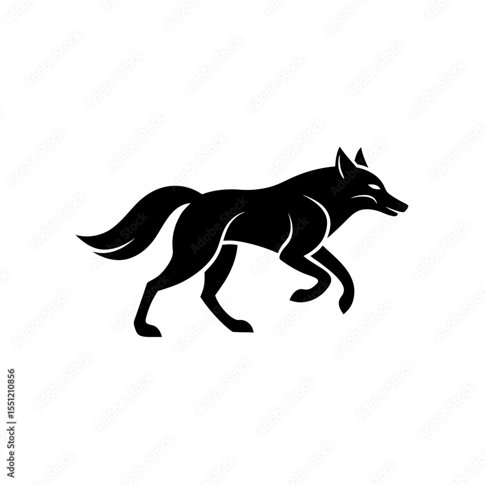 Naklejka premium running red wolf silhouette vector illustration 