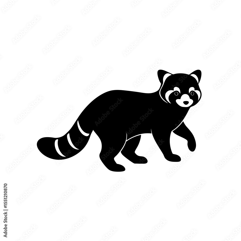 Obraz premium running red panda silhouette vector illustration 