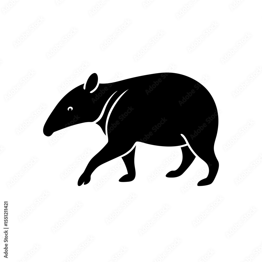 Fototapeta premium running tapir silhouette vector illustration