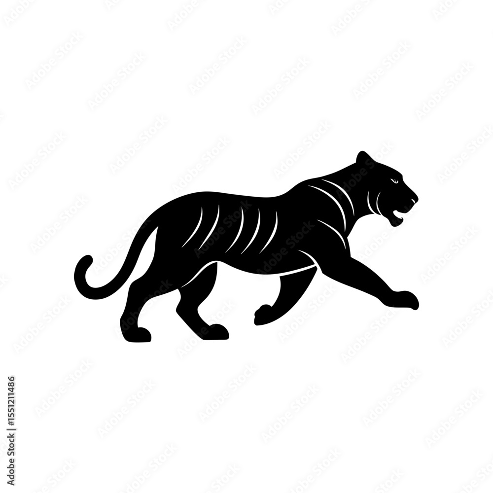 Obraz premium running tiger silhouette vector illustration 