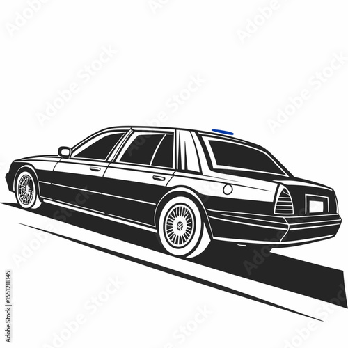 Monochrome illustration of a classic sedan evoking an air of sophistication