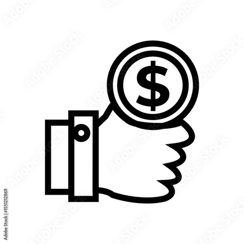 A Stylized Hand Holding A Dollar Coin Illustrates Financial Management And Monetary Savings Success