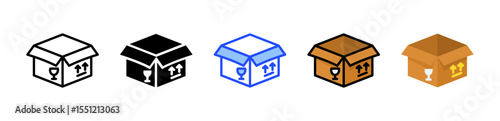 Carboard Box Icon Collection With Multiple Styles
