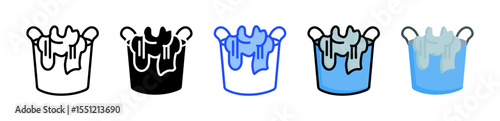 Laundry Bag Icon Collection With Multiple Styles
