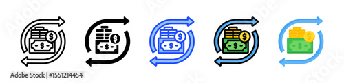 Cash Flow Icon Collection With Multiple Styles