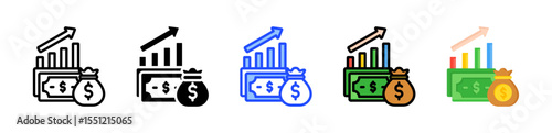 Capital Gain Icon Collection With Multiple Styles