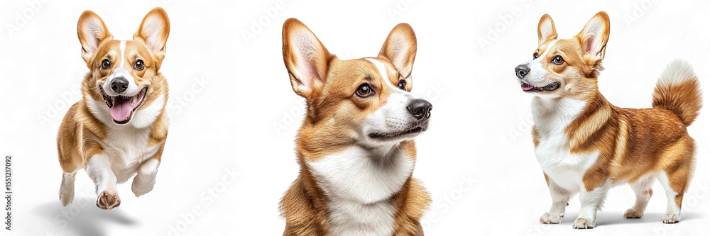 Set of cute corgi dogs isolated on transparent background PNG Set of cute corgi dogs isolated on transparent background PNG